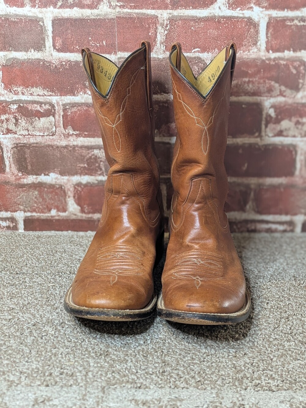Rios of Mercedes 4900 Cowboy Boots Vintage Brown Leather Western Mens 9 E